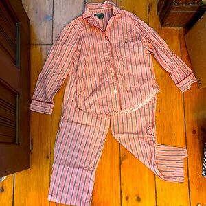 Ralph Lauren red and white striped flannel pajama set
